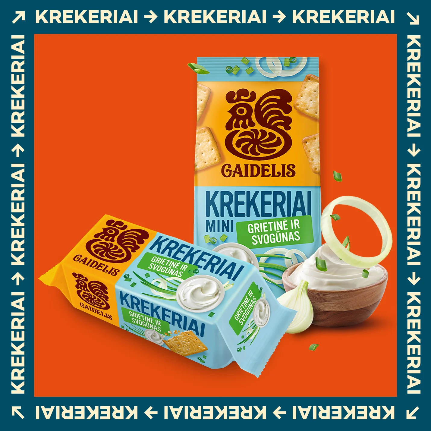 Krekeriai GRIETINĖ IR SVOGŪNAS
